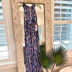 NWT Eliza J Print Keyhole Twist Maxi Dress
